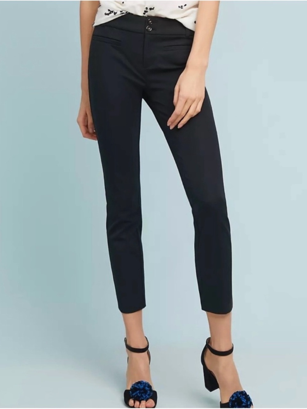 Anthropologie Essential Slim Black Trouser Pants | 2